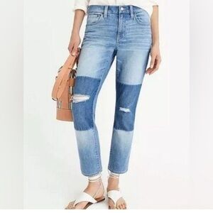 J Crew Slim Broken In Patchwork Boyfriend Distressed Jeans Sz 30P